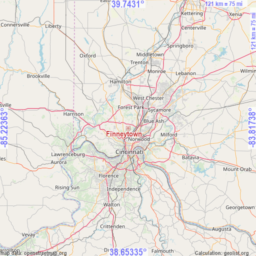 Finneytown on map