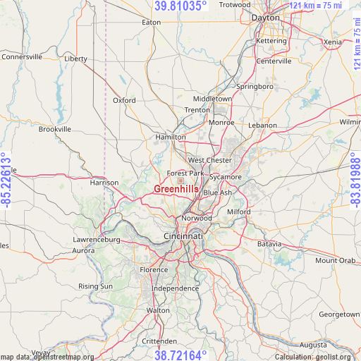 Greenhills on map