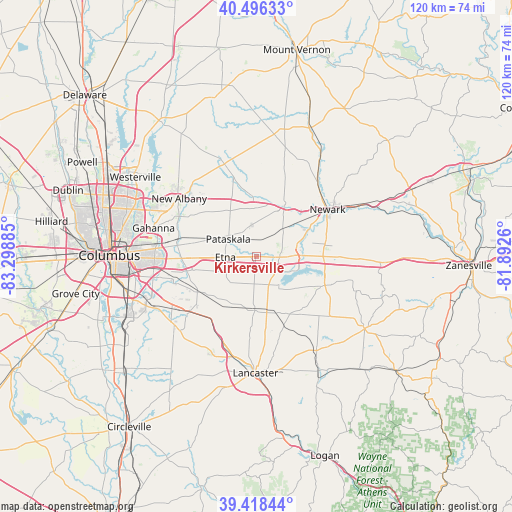 Kirkersville on map