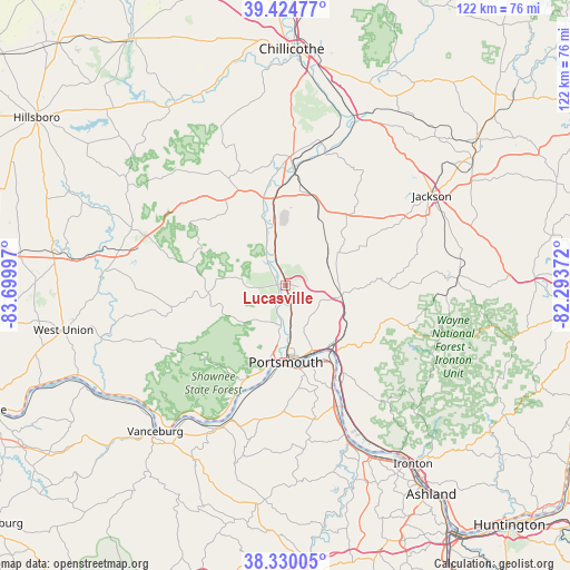 Lucasville on map