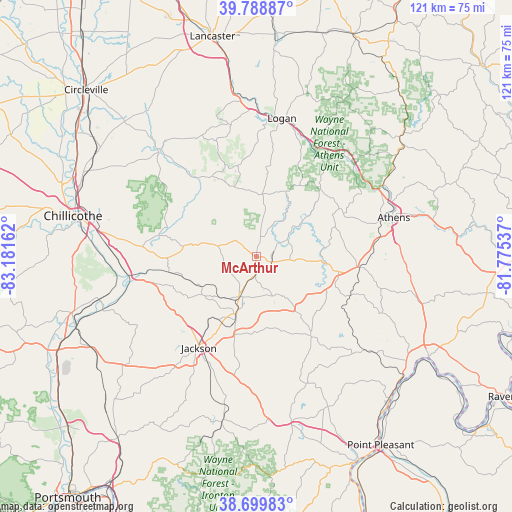 McArthur on map