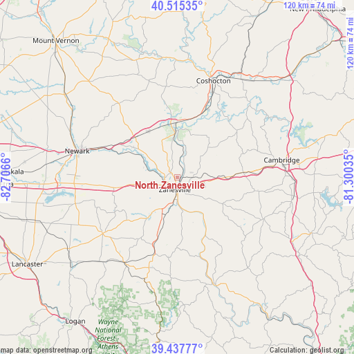 North Zanesville on map