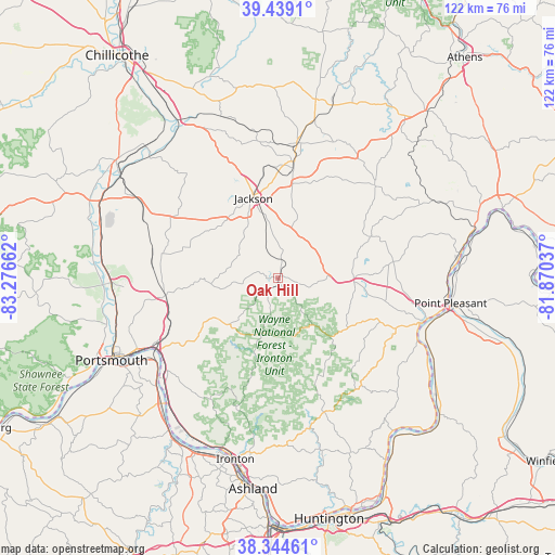 Oak Hill on map