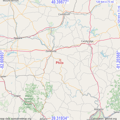 Philo on map