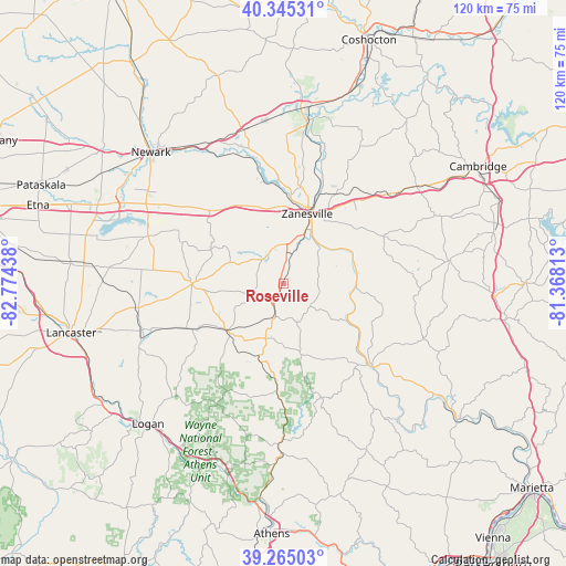 Roseville on map