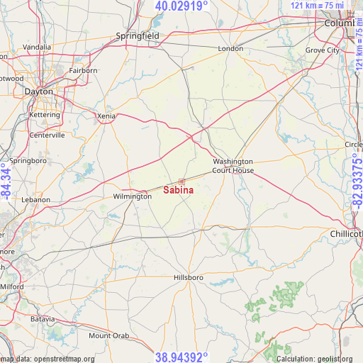 Sabina on map