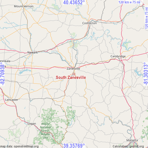 South Zanesville on map