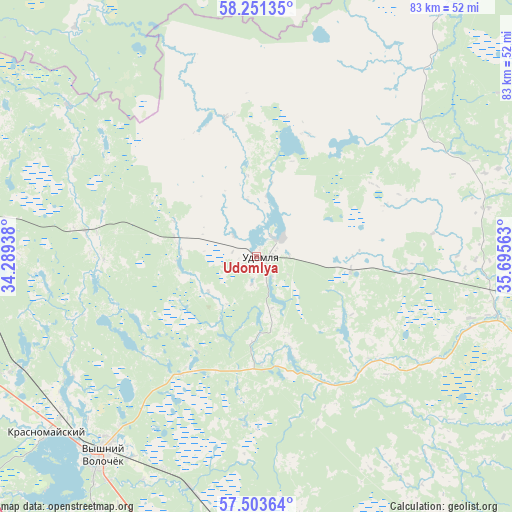 Udomlya on map
