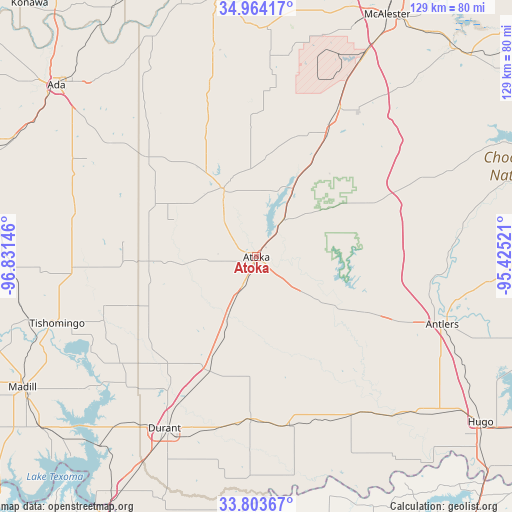 Atoka on map