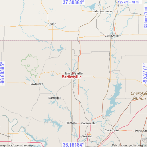Bartlesville on map