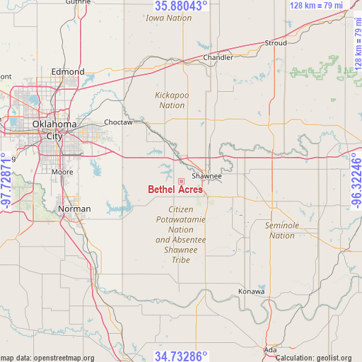 Bethel Acres on map