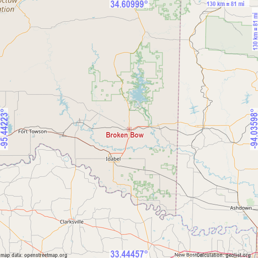 Broken Bow on map