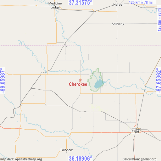 Cherokee on map