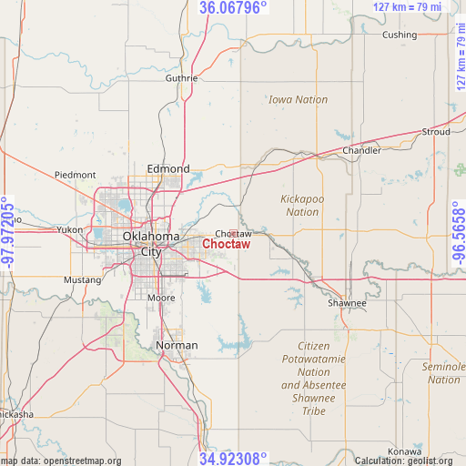 Choctaw on map