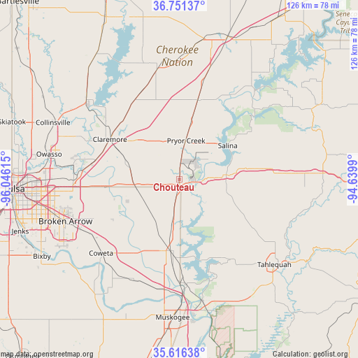 Chouteau on map