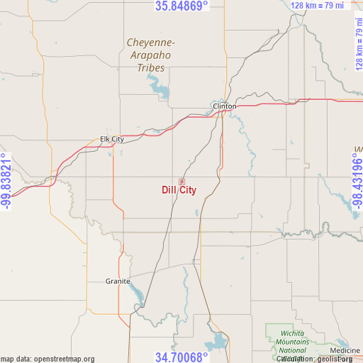 Dill City on map