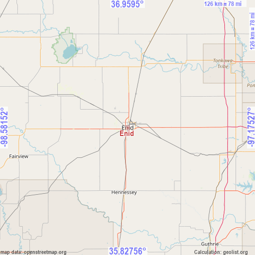 Enid on map