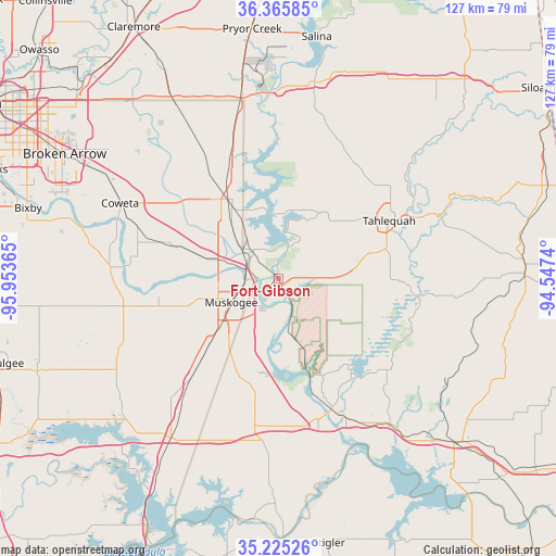 Fort Gibson on map