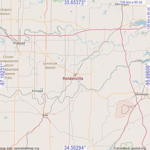 Holdenville on map