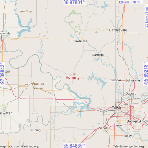 Hominy on map