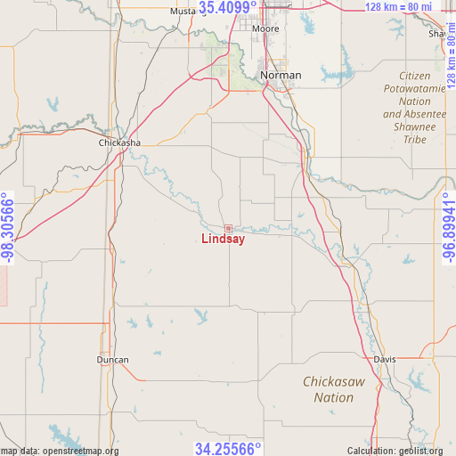 Lindsay on map