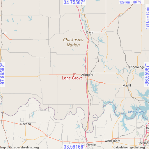 Lone Grove on map