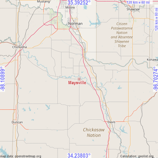 Maysville on map