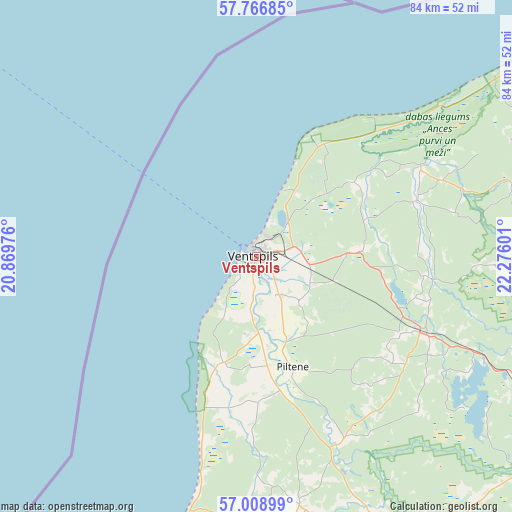 Ventspils on map
