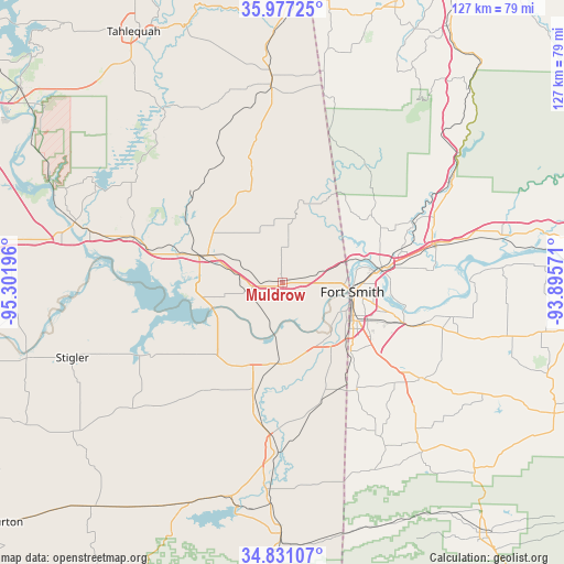 Muldrow on map