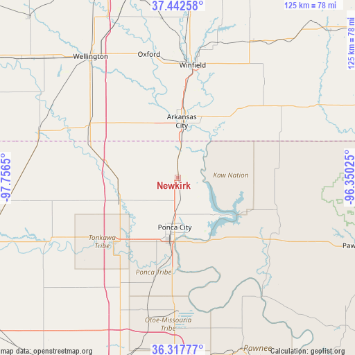 Newkirk on map