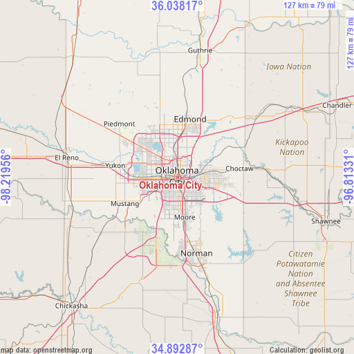 Oklahoma City on map