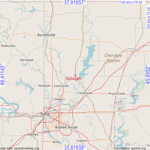 Oologah on map