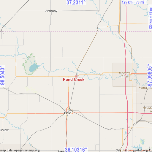 Pond Creek on map