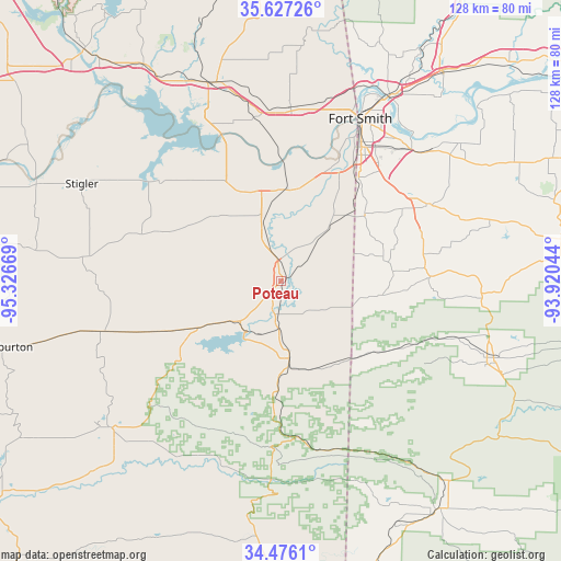 Poteau on map