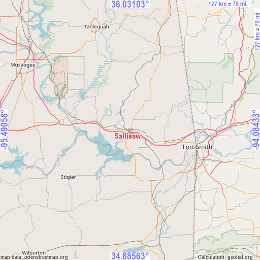 Sallisaw on map