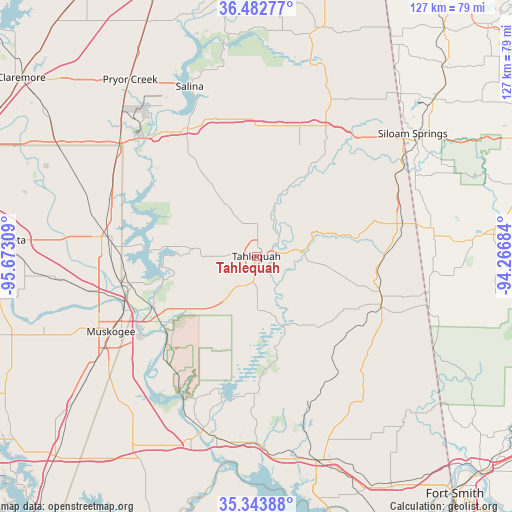 Tahlequah on map
