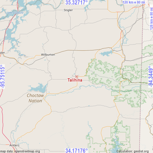 Talihina on map