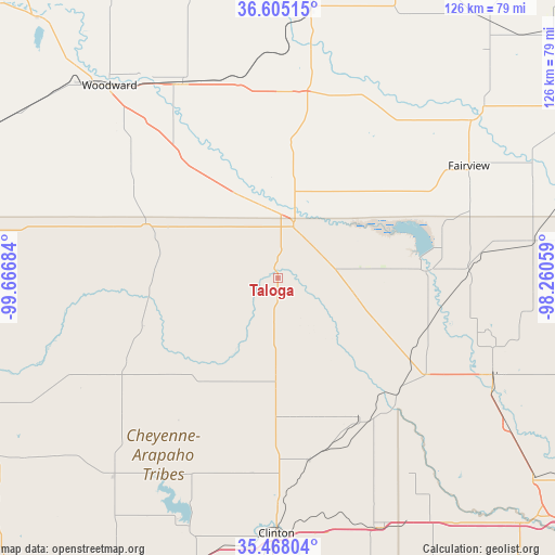 Taloga on map