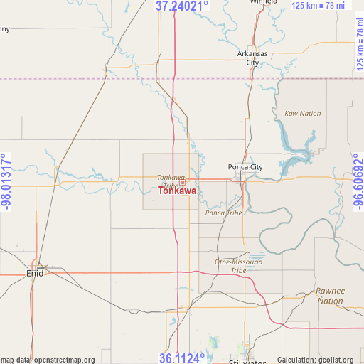 Tonkawa on map