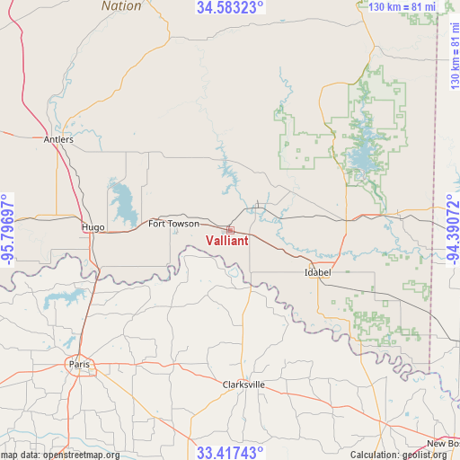 Valliant on map