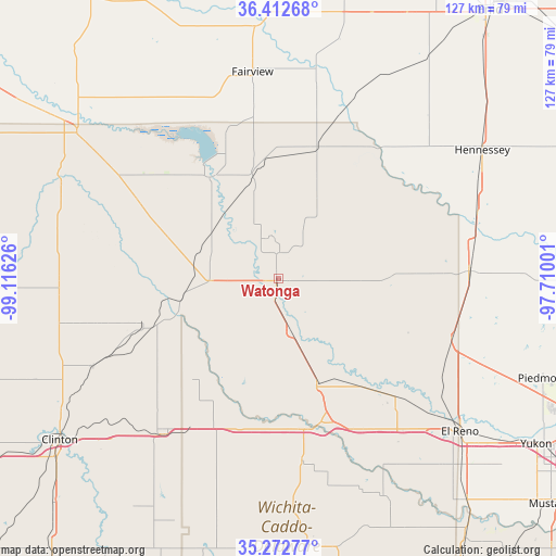 Watonga on map