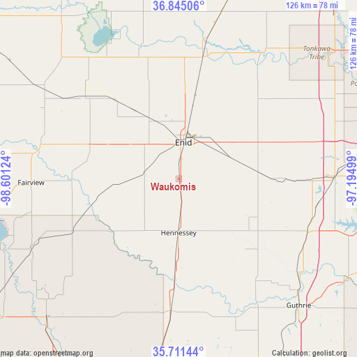 Waukomis on map