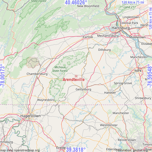 Arendtsville on map