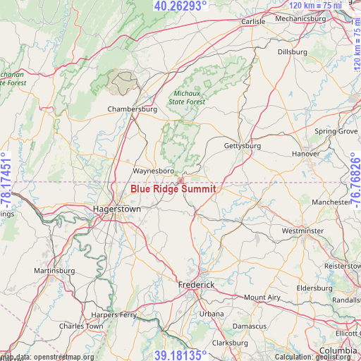 Blue Ridge Summit on map