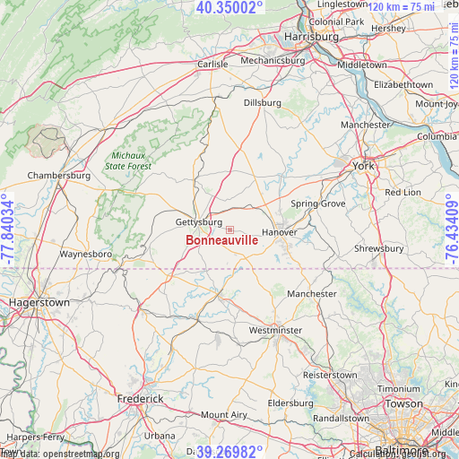 Bonneauville on map