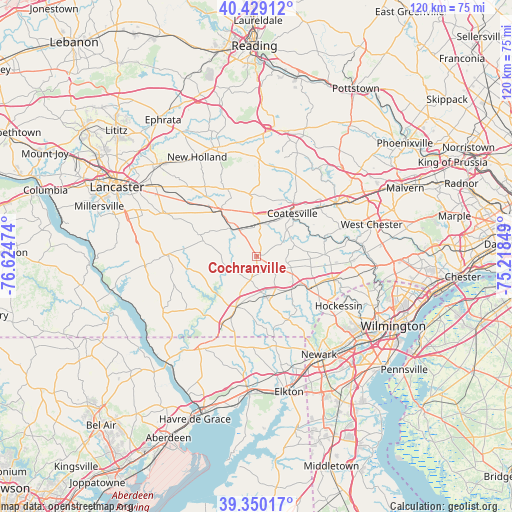 Cochranville on map