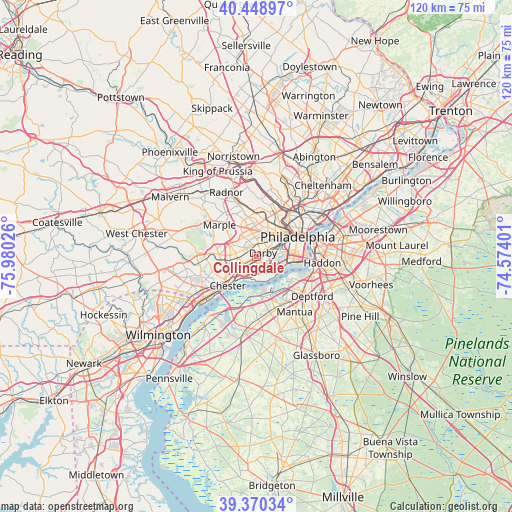 Collingdale on map