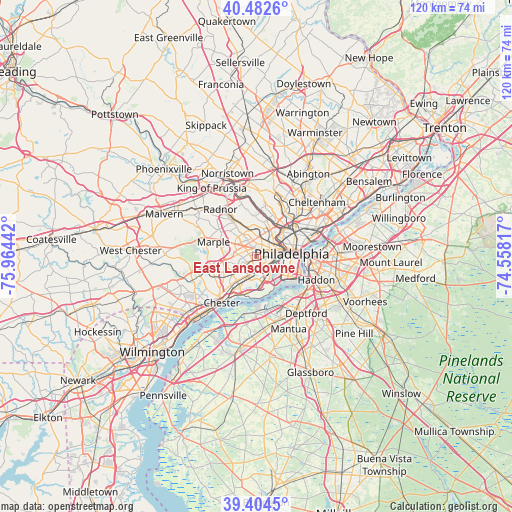 East Lansdowne on map