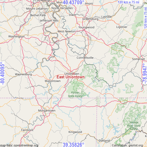 East Uniontown on map