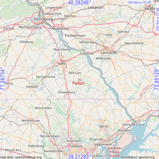 Felton on map